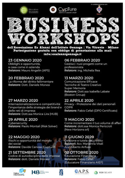 Il programma dei Business Workshops 2020